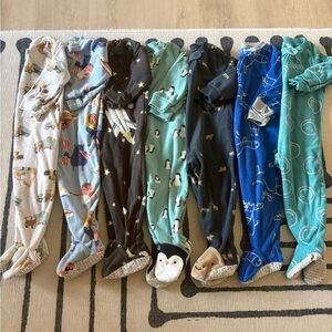 Carter's Mix of Blue, Teal, Navy, Gray and Cream Footed One-Pieces (7 Pack)